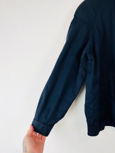 Aquascutum Vintage Mod Jacket 8 UK Navy Blue Check Lining Logo Classic - Picture 2 of 10